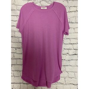 Zenana NWT Small Oversized Women's Purple High‎ Low Textured Short Sleeve Top